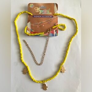 Yellow Summer Waist Beads with Gold Charms